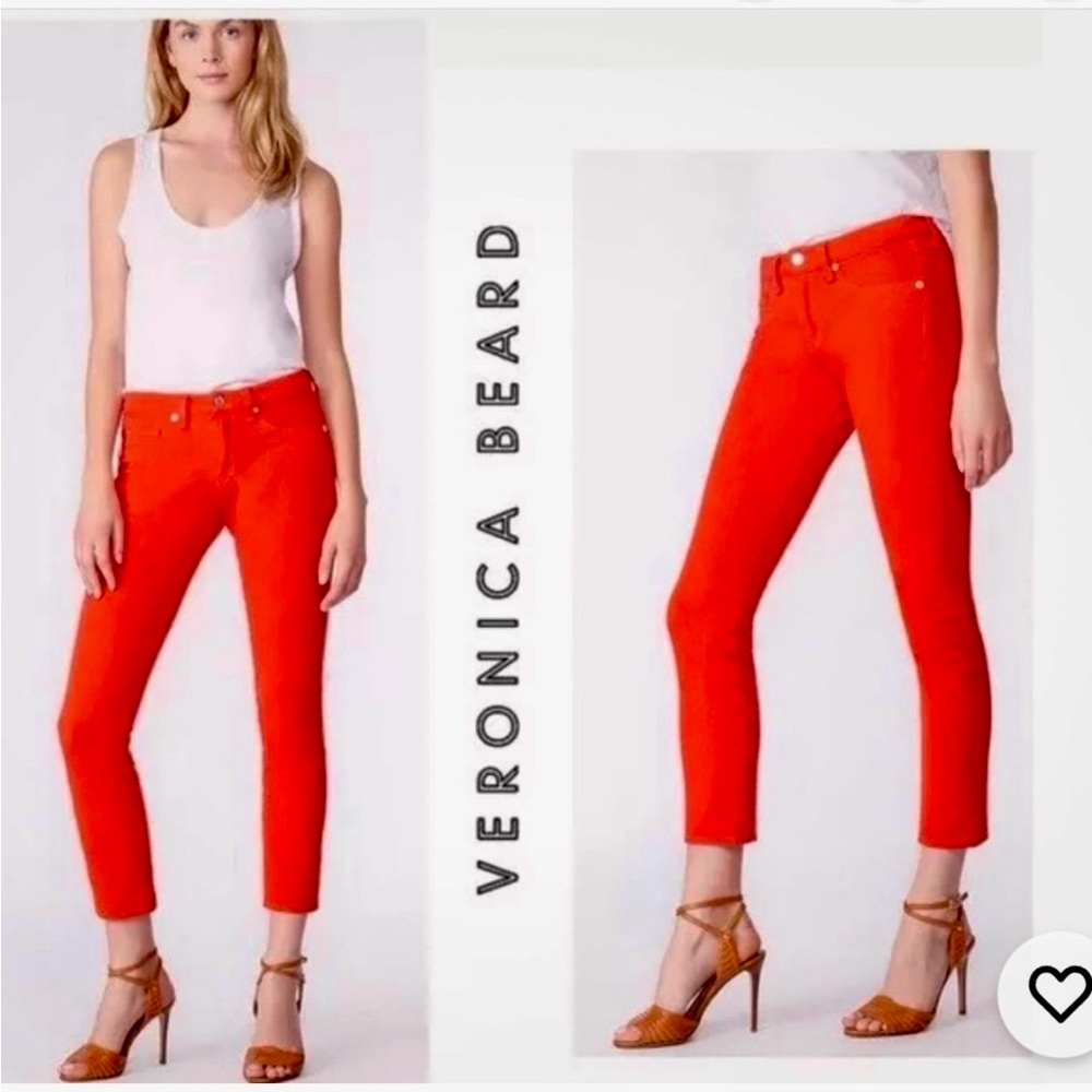 Veronica Beard Brooke 8.5” Neon Red Jeans Size 26